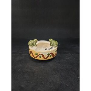 Puerto Rico Frog Clay Ashtray, Hand Made Ashtray, Signed Pottery Trinket Dish